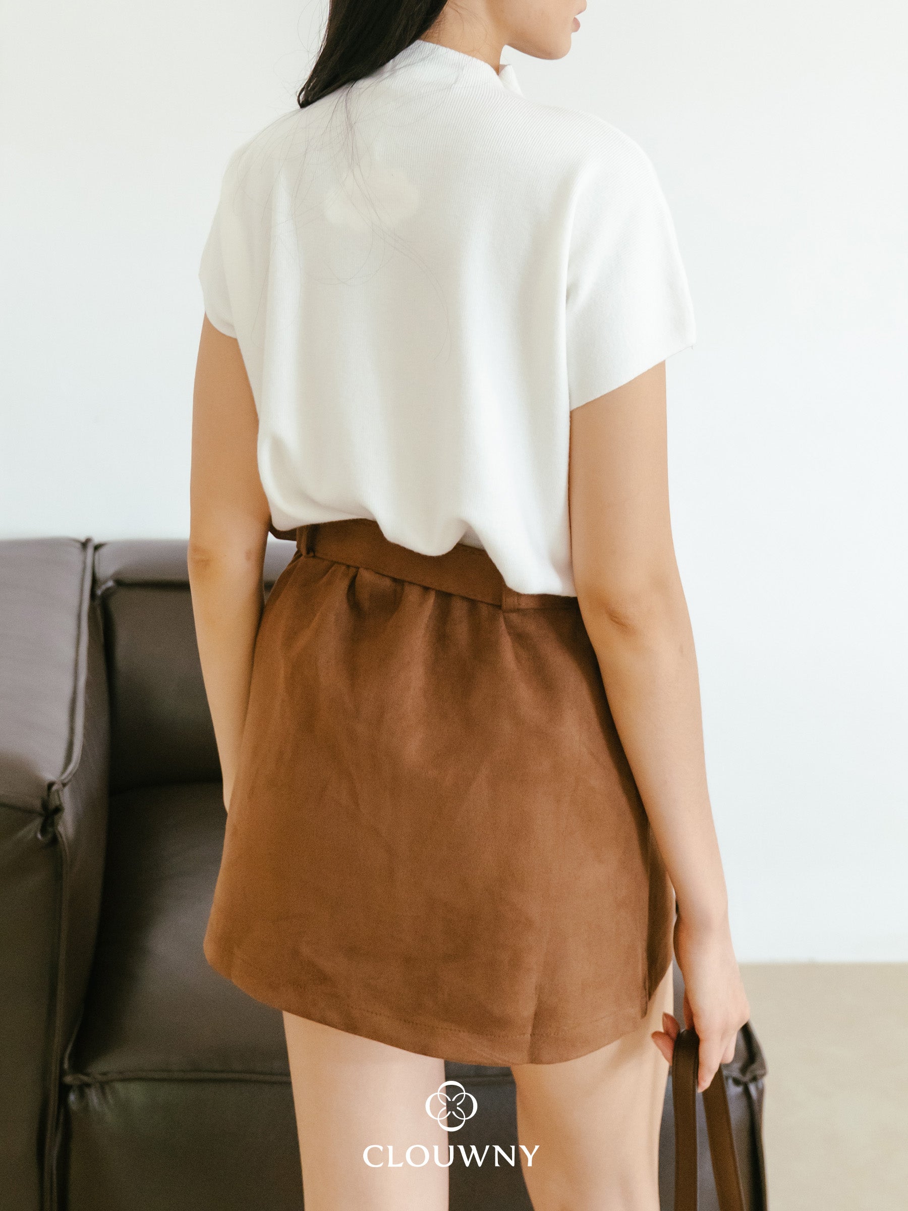 Paula Suede Mini Skort - Mocca